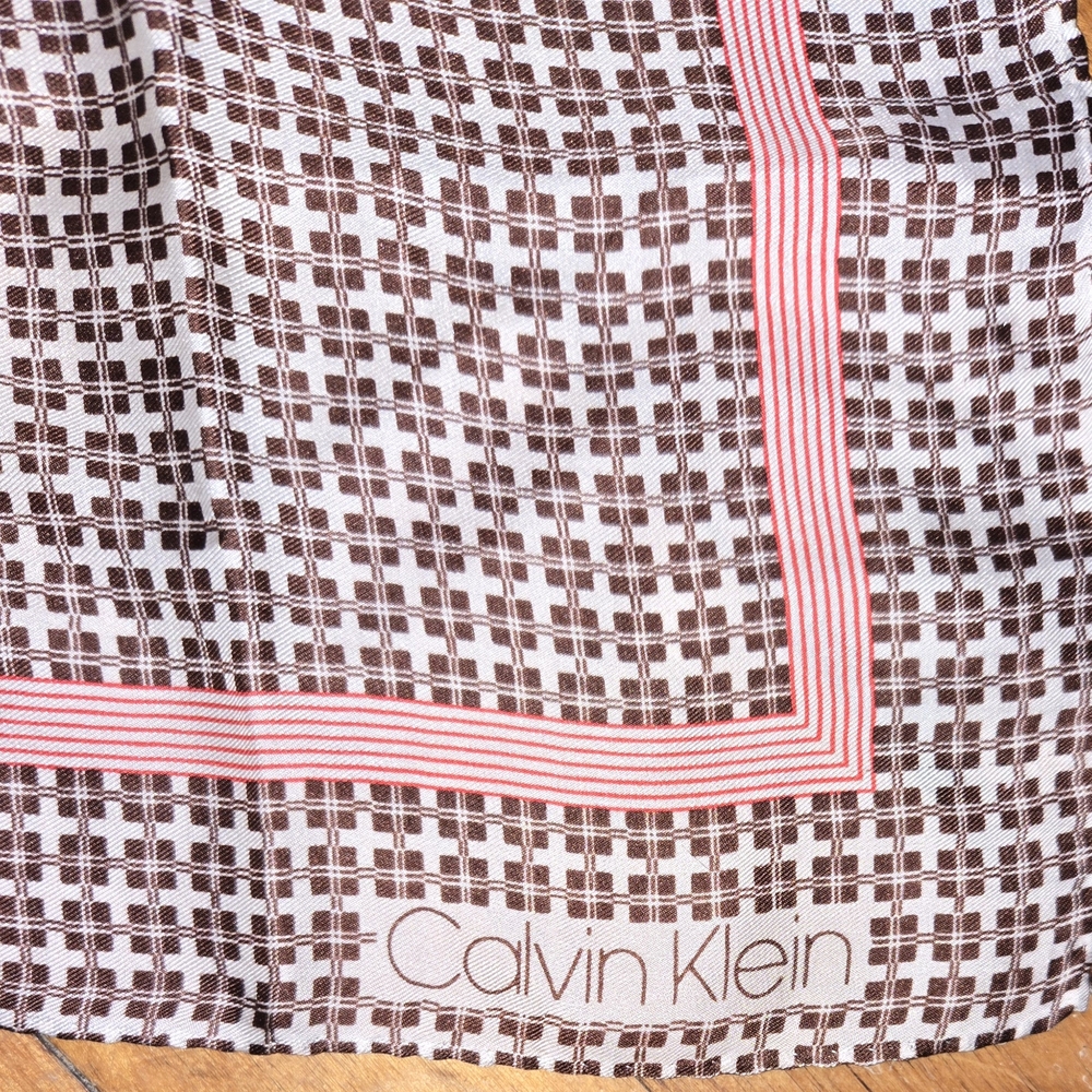 Calvin Klein Brown and Red Checkered Scarf